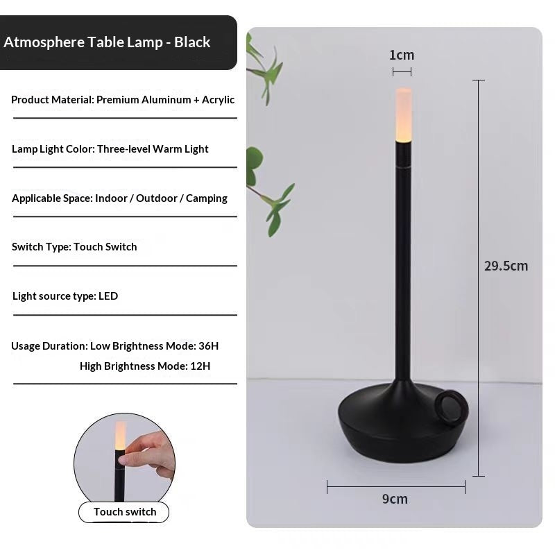 LED Candle Charging Restaurant Bar Lamp Desktop Decoration Atmosphere Touch Night Light Led Desk Lamps Candlelight Table Lamp