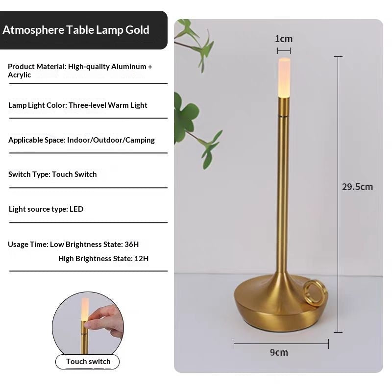 LED Candle Charging Restaurant Bar Lamp Desktop Decoration Atmosphere Touch Night Light Led Desk Lamps Candlelight Table Lamp