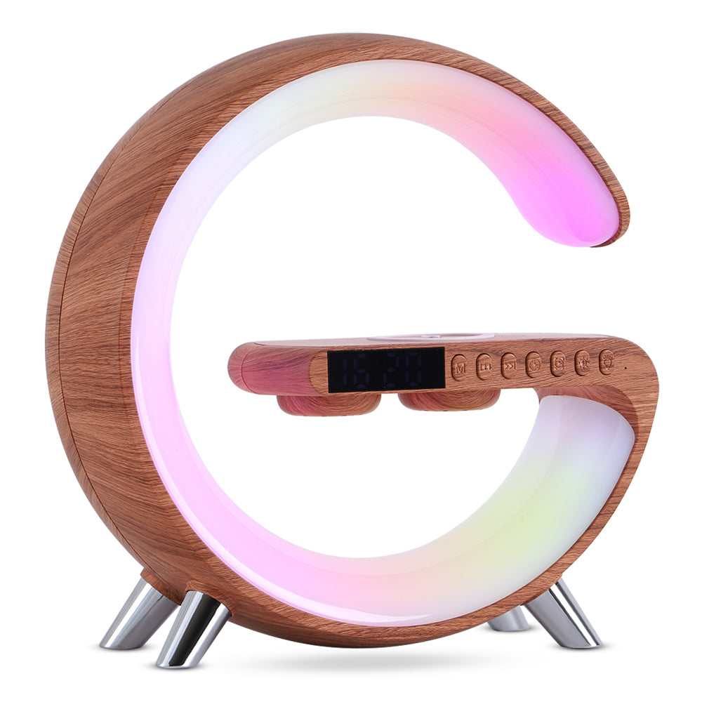 Luvonix® G Shaped LED Lamp Bluetooth Speaker Wireless Charger Atmosphere Lamp App Control For Bedroom Home Decor