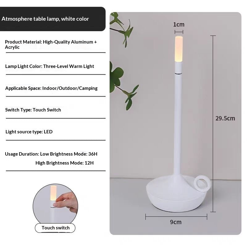 LED Candle Charging Restaurant Bar Lamp Desktop Decoration Atmosphere Touch Night Light Led Desk Lamps Candlelight Table Lamp